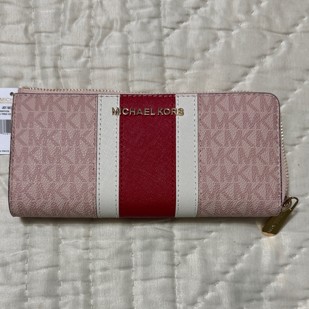 Michael Kors Pink and Red Stripe Wallet